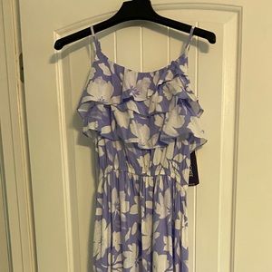 purple and white floral maxi dress